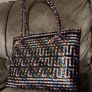 Multicolor Woven Tote Bag